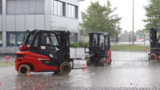 Stapler beim Qualifier im Regen